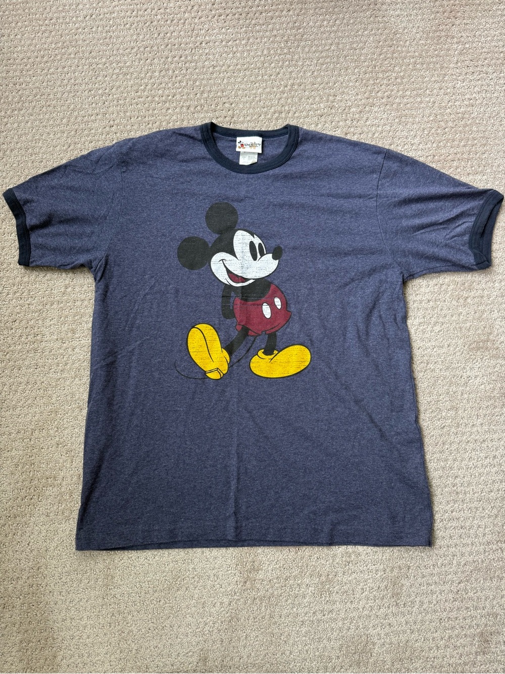 Disney Navy Ringer T-Shirt with Classic Mickey Graphic
